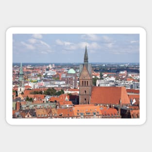 City center with Marktkirche, view from the town hall tower, Hanover, Lower Saxony, Germany Sticker